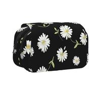 KAPPTYY Trousse à crayons avec impression marguerite - Boîte de rangement pratique pour stylos aquarelle ou marqueurs, Noir , Taille unique, Organiseur de sac