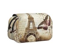 KAPPTYY Trousse à crayons avec impression Paris Tower - Boîte de rangement pratique pour stylos aquarelle ou marqueurs, Noir , Taille unique, Organiseur de sac