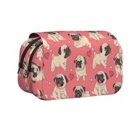 KAPPTYY Trousse à crayons avec motif chien carlin pour crayons, boîte de rangement pratique pour stylos aquarelle ou marqueurs, Noir , Taille unique, Organiseur de sac