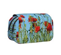 KAPPTYY Trousse à crayons motif coquelicots sur le ciel pour crayons, boîte de rangement pratique pour stylos aquarelle ou marqueurs, Noir , Taille unique, Organiseur de sac