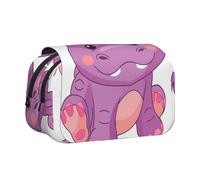 KAPPTYY Trousse à crayons motif hippopotame violet de dessin animé pour crayons, boîte de rangement pratique pour stylos aquarelle ou marqueurs, Noir , Taille unique, Organiseur de sac