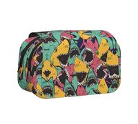 KAPPTYY Trousse à crayons motif requin pour crayons, boîte de rangement pratique pour stylos aquarelle ou marqueurs, Noir , Taille unique, Organiseur de sac