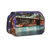KAPPTYY Trousse à crayons New York Night Printing pour crayons, boîte de rangement pratique pour stylos aquarelle ou marqueurs, Noir , Taille unique, Organiseur de sac