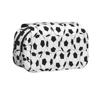 KAPPTYY Trousse à crayons noire et blanche avec motif ballon de football pour crayons, boîte de rangement pratique pour stylos aquarelle ou marqueurs, Noir , Taille unique, Organiseur de sac