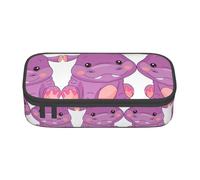 KAPPTYY Trousse à crayons originale de grande capacité avec motif hippopotame violet de dessin animé, grande boîte à stylos, fournitures esthétiques portables pour adultes, Noir , Taille unique