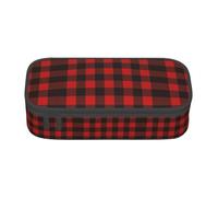 KAPPTYY Trousse à crayons originale haute capacité à carreaux rouge et noir, grande boîte à stylos, organiseur esthétique portable pour adultes, Noir , Taille unique, Organiseur de sac