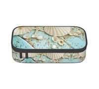KAPPTYY Trousse à crayons originale haute capacité avec motifs océan, mer, plage, coquillages, étoile de mer, bleu, Noir , Taille unique, Organiseur de sac