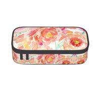 KAPPTYY Trousse à crayons originale haute capacité Peach Peony - Grande boîte à stylos - Organiseur portable et esthétique pour adultes, Noir , Taille unique, Organiseur de sac