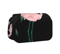 KAPPTYY Trousse à crayons peinte à la main avec motif flamant rose et oiseau pour crayons, boîte de rangement pratique pour stylos aquarelle ou marqueurs, Noir , Taille unique, Organiseur de sac