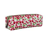 KAPPTYY Trousse d'école en cuir avec fermeture éclair Motif cerises rouges, doré, Taille unique, Trousse de maquillage