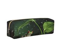 KAPPTYY Trousse scolaire en cuir avec fermeture éclair Motif grenouille d'arbre de la paix, jolie pochette à stylos pour garçons et filles, fournitures de rentrée scolaire, doré, Taille unique