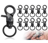 KAPSING 10 Pièces Mousquetons Pivotants, Porte-Clés en Métal Mousquetons Mousquetons Mousquetons Pivotants Noir pour Sacs Vêtements Longes