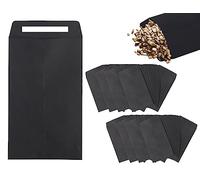 KAPSING 100 petits sacs noirs en papier kraft autocollant pour graines, salaires, pièces de monnaie (10 x 6 cm/3.9 x 2.4 inches)