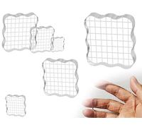 KAPSING 3 Piece Stamp Set Acrylic Block for Silicone Stamps 2,5/5/7,5cm Clear Stampblock with Grid Stamp Plate for Silicone Stamps Scrapbooking Photo Album