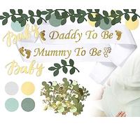 KAPSING décoration de fête de bébé, 100 pièces de confettis pour fête de bébé, 2 pièces d'écharpe pour décoration de fête de bébé, écharpe de future maman et de futur papa, pour fête de bébé