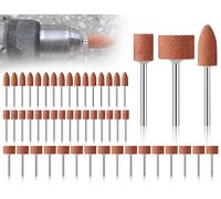 KAPSING Jeu de 48 pointes abrasives en corindon, mandrin abrasif monté sur tige de 3mm, jeu de douilles abrasives pour accessoires de meulage dremel, tête de polissage pour meulage de pierre.