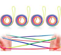KAPSING Lot de 4 jeux de fils, jeu de doigts, jeu de fil torsadé pour enfants, corde arc-en-ciel de 1,6 m x 3 mm, jeu de doigts, jeu de fil, petit cadeau pour garçons et filles