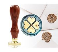 KAPSING Tampon de scellement, tampon de cire amovible et manche en bois, tampon de scellement amovible en forme de coeur avec tête en laiton, pour sceller à la cire les enveloppes/invitations