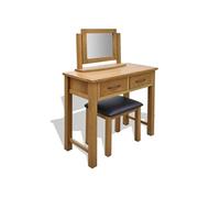 vidaXL Coiffeuse avec tabouret Bois de chêne massif