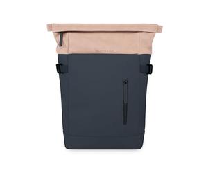 Kapten & Son Aarhus Navy Blush sac a dos 14 L | Sac à dos bleu-rosé pour homme et femme | Rolltop | compartiment pour ordinateur portable 14" | pour voyager, bagage cabine, travail, université, école