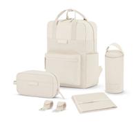 Kapten & Son Bergen Set sac à dos à langer 4 pièces compartiment ordinateur portable beige