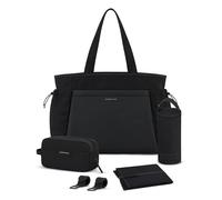 Kapten & Son Shopper Hellvi Diaper Set Sac à langer 25 l avec fixation pour poussette et valise Avec trousse de toilette, matelas à langer et porte-bouteille isotherme, noir all black, 25 l
