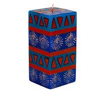 Kapula Bougie cubique sud-africaine - Commerce équitable - Bougie peinte à la main - Motif ciel africain - 7 x 7 x 15 cm