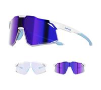 KAPVOE Lunette de Cyclisme Photochromique Homme Femme Anti-UV400 Lunette de Soleil Sport Lunette Vélo Route TR90 Cadre Lunette VTT Transparente Lunette Cycliste Running Conduite Course Bleu