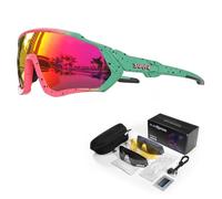 KAPVOE Lunettes de soleil polarisantes pour cyclisme,ensemble de 5 verres interchangeables,lunettes sportives pour hommes et femmes,adaptées à la route,au VTT,à la course à pied,à la pêche,au golf 10