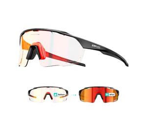KAPVOE Lunettes Vélo Photochromiques pour Visages Larges K91 | Forme plus large pour visages larges; photochromique, UV400, 4 aérations, env. 30 g