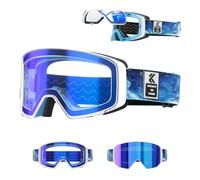 KAPVOE Masque Ski Photochromique Lentille Magnétique à Basculement Anti-Buée UV400 Idéales pour Ski Snowboard Patinage sur Glace Lunette de Ski pour Hommes Femmes Adolescents Casque Compatible