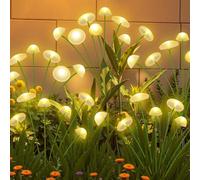 KAQ Lot de 4 lampes solaires de jardin 32 LED étanches | Lampes solaires en forme de champignon pour l'extérieur par le vent, lucioles, lumières féériques pour patio, allée, jardin, décoration de cour