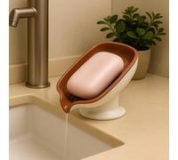 KAQI Économiseur de savon en forme de feuille avec adhésif 3M, plat auto-drainant pour salle de bain et cuisine, support mural pour garder la barre propre et sèche, prolonge la durée de vie des barres