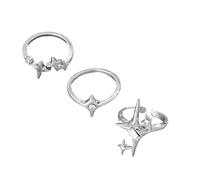 KAQNTUD Bague de couple tendance en zircon texturé en forme d'étoile - Portable - Pour un usage quotidien - Style décontracté, As show, Métal