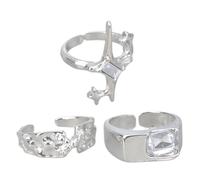 KAQNTUD Bague de couple tendance en zircon texturé en forme d'étoile - Portable - Pour un usage quotidien - Style décontracté, As show, Métal