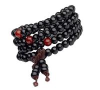 KAQNTUD Bracelet de perles en bois à longues brins symbolisant la tranquillité et la force pour un usage quotidien et la méditation, As show