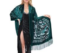 KAQNTUD Châle élégant pour femme pour robe de soirée Chipao Écharpe éthique traditionnelle pour invités de mariage ou demoiselles d'honneur Foulard élégant, noir/vert, Taille unique