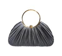 KAQNTUD Élégant sac à main en satin Qipao plissé avec poignée à anneaux et sangle réglable pour bal de fin d'année, sac à bandoulière léger, Noir , One Size
