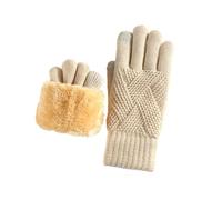KAQNTUD Gants isolants avec écran tactile - Design double tricot - Sports d'hiver en plein air - Ski - Cyclisme - Gants chauds en polyester acrylique pour femme