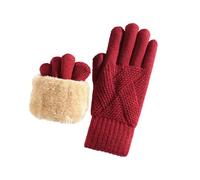 KAQNTUD Gants isolants avec écran tactile - Design double tricot - Sports d'hiver en plein air - Ski - Cyclisme - Gants chauds en polyester acrylique pour femme
