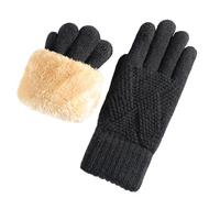KAQNTUD Gants isolants avec écran tactile - Design double tricot - Sports d'hiver en plein air - Ski - Cyclisme - Gants chauds en polyester acrylique pour femme