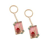 KAQNTUD Lot de 2 porte-clés en alliage de zinc inspiré de l'art islamique des lunes du Moyen-Orient Festival culturel pour le Ramadan Aïd, Rouge 2, taille unique