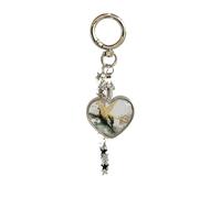 KAQNTUD Porte-clés avec pendentif en forme de cœur en alliage de verre et d'algues marines pour un usage quotidien, Algues vertes, taille unique
