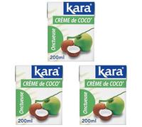 KARA - Crème de Coco Onctueuse - 90% Extrait de Coco Fraîche - Goût Intense et Naturel - 200 ml (Lot de 3)