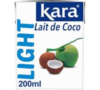 KARA - Lait de Coco Allégé, Texture Légère et Saveur Douce, Brique Pratique 200mL - Le lot de 4