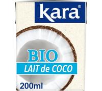 KARA - Lait de Coco Bio onctueux pour recettes exotiques et desserts, brique pratique 200 mL - Le Lot De 6
