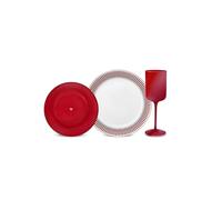 Karaca Amour Service de table 6 pièces en forme d'os pour 2 personnes avec assiettes, assiettes à dessert, verres en verre, cadeau de Saint-Valentin, dîner romantique, cadeau de couple, thème amour,