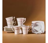 Karaca Autumn Service à café pour 6 personnes, 6x tasse à espresso et 6x soucoupes, Tasse à moka robuste, Bord épais pour boire, Tasses à espresso, Porcelaine, Design moderne
