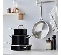 Karaca Batterie de cuisine 7 pièces en acier inoxydable anthracite, casserole, casserole, poêle, set de casseroles en acier inoxydable, aide de cuisine, repas indispensable, indispensable pour la