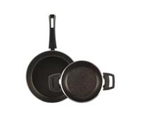 Karaca Biogranit Lot de 2 poêles à induction Noir doré Poêle à frire et poêles à œufs, Biogranit, Poêle à œufs, fonction antiadhésive, technologie avancée, ménages et familles